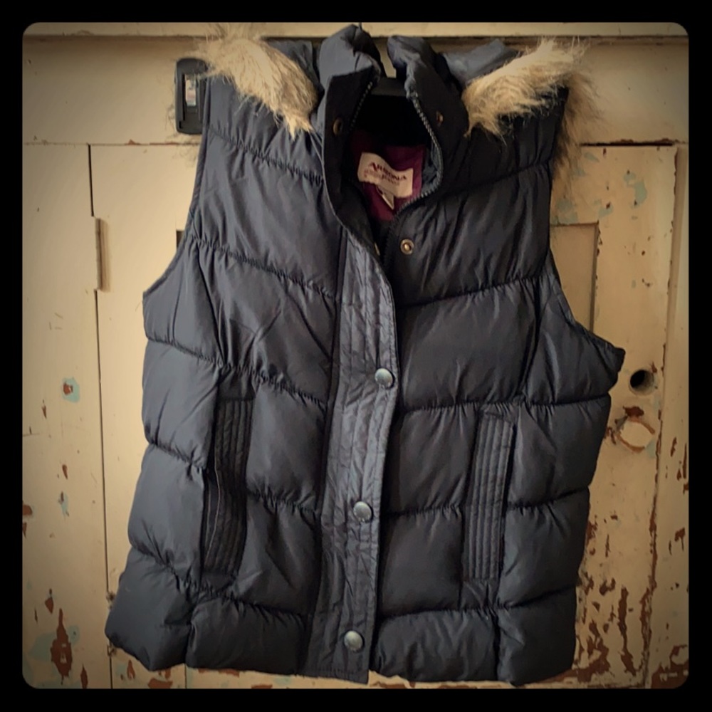 Arizona puffy black hoodie with fur trim